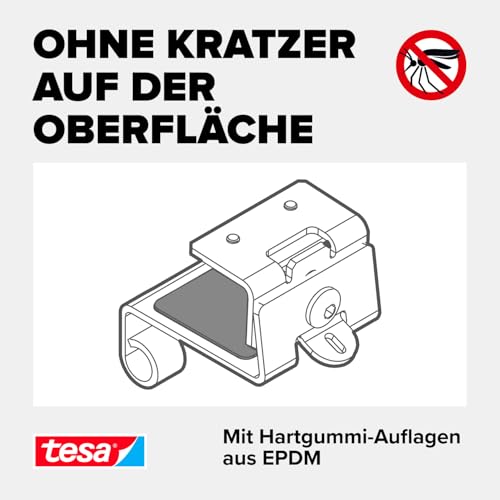 tesa Insect Stop FALT Tür Adapter für Alu-Rahmen - Tür-Klemme für die Montage von Insektenschutz-Türrahmen ohne Bohren oder Schrauben - Weiß