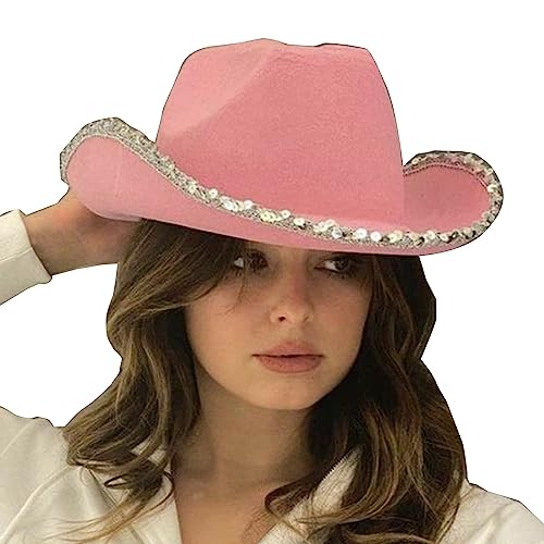 Gnbzxce Western Cowgirl Hat For Women Cosplay Cowboy Hat Bachelorette Party Hat Girls Headwear Wedding Party Head Accessories