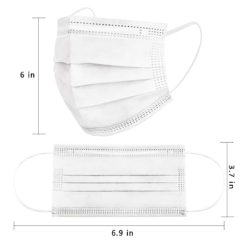 Image of Borje White Disposable Face Masks 100 Pcs White Face Mask 3 Ply Protection Masks