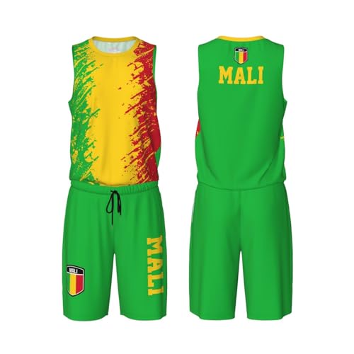 Mali Flag Grain (2) Basketball Jersey Uniform Suit for Men Adults Training Athletic Set