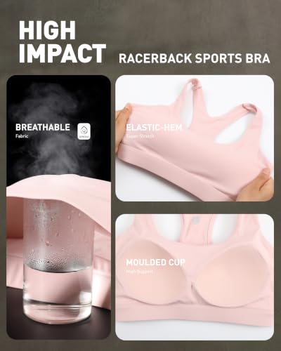 Image of RUNNING GIRL High Impact Sports Bra,Racerback Sports Bras for Women High Support Molded Cup Workout Bra with Sewn in Pads