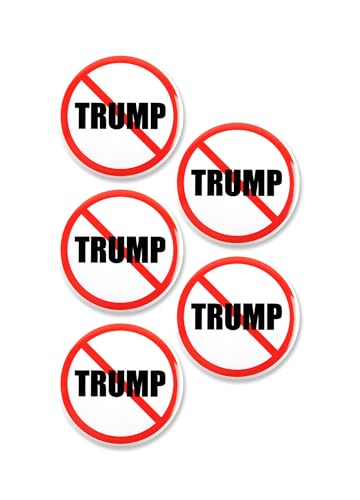 5 Pack - No Trump Red Slash Political Activism Protest Pinback Buttons - 2.25 Inch