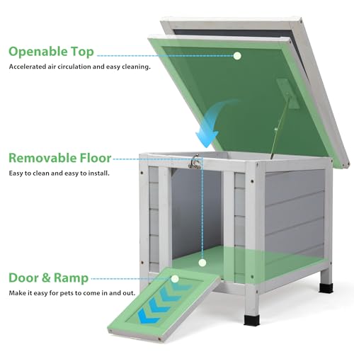 image for COZIWOW Rabbit Hutch, Outdoor Cat House Weatherproof, Bunny Cage Indoo