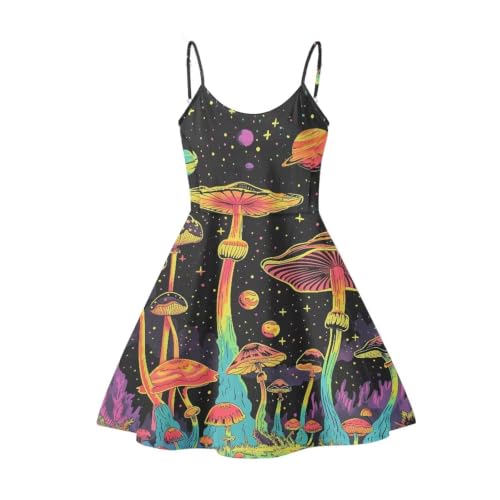 Image of Women's Spaghetti Strap Dress Summer Casual Swing Sundress Girls Beachwear Swing Mini Dress
