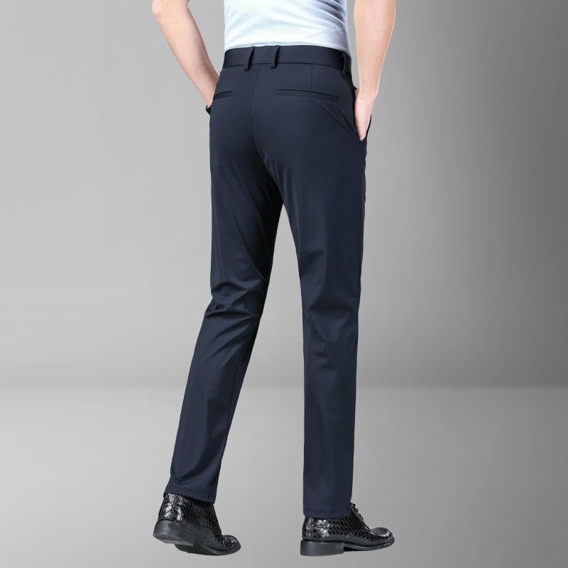 Men's Spring Summer Thin Ice Silk Drape Simple Wrinkle-Free Elastic Casual Pants4