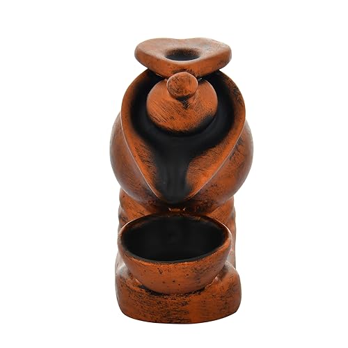 Image of CRAFTAM PolyresinFountain Smoke Backflow Incense Holder with10 Incense Cone Decorative Showpiece