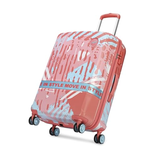Image of Skybags Wanderlust Check-in Trolley Bag 68cm | Medium | Hard Luggage | Printed 8-Wheel Suitcase | TSA Lock with Anti-Theft Zipper | Polycarbonate | 3 Years International Warranty - Unisex (Pink-White)