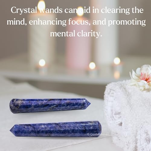 Image of Sodalite Crystal Wand - Pointed Crystal Wand for Energy Healing, Chakra Balancing, Meditation and Home Decor - Crystals and Healing Stones for Gift