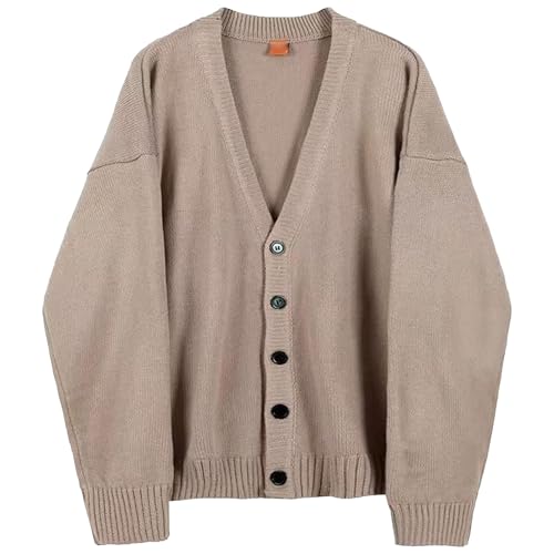 JEKE-DG Men's Fashion Lightweight Cardigan Sweater Casual Loose Fit Basic Sweater Button Front Solid Open Front Sweaters