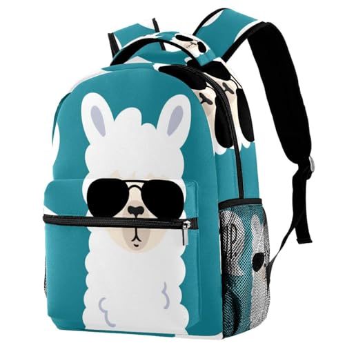 Sac à dos d'école lama noir pour adolescents et filles - 29x20x40cm