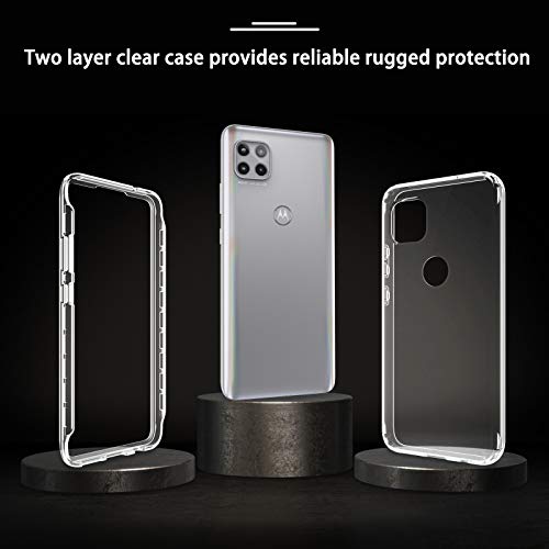 Amenq Motorola One 5G Ace Phone Case, Xt2113-2 Case, Moto One 5G Ace Case With Tempered Glass Screen Protector, Clear Shockproof With Tpu Bumper And Hard Protective Pc Front Case #TOP7