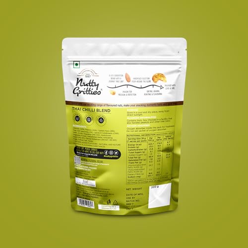 Image of Nutty Gritties Thai Chilli Blend Trail Mix 200g - Roasted Spicy Flavoured Almonds, Cashews and Peanuts| Healthy Party Snack | Dry Roasted, Non Fried, Zero Oil, Crunchy, Tasty