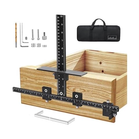 Neitra Cabinet Hardware Jig, Adjustable Drill Guide for Accurate Installation of Door and Drawer Front Handles and Knobs Punch Locator Wood Drilling Doweling Templates Jig Tool Cover