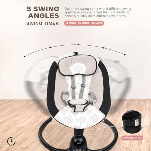 Image of BAYBEE Electric Baby Swing Cradle for New Born Baby | Rocker for Babies with Adjustable Speed & Safety Belt | Automatic Swing Cradle with Mosquito Net, Music & Toys for Infant Boys Girls (Black)