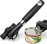 RICKUNCL Safety Can Opener, Smooth Edge Manual Can Opener with Side Cut Blade, Ergonomic Non-Slip Handle, Easy Turn Knob, Hand Can Opener for Kitchen, Seniors & Arthritis