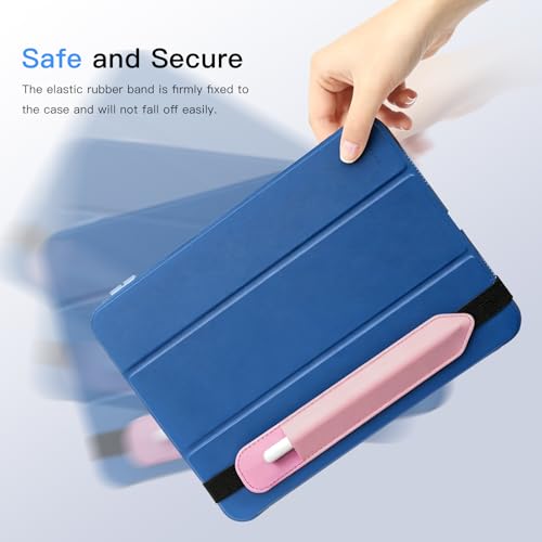 Image of MoKo Pencil Case Holder Fit The Apple Pencil (Pro and USB-C and 1st and 2nd Gen), Detachable Elastic Pocket for Stylus Pen with Elastic Band Attached to iPad Case, Flowers Pink