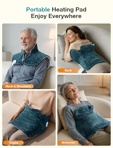 Image of ALLJOY Graphene-Infused Heating Pad for Neck and Shoulders and Back | 1Mins Instant Heat, Weighted Neck Heating Pad for Neck Pain with 9 Heat 4 Timers, Birthday Gifts for Men Women Snug-Fit