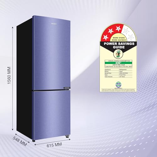 Image of Haier 237 L, 3 Star, 8 In 1 Convertible, Twin Inverter Technology, Frost Free Double Door Bottom Mount Refrigerator (HEB-243SI-P, Storm Inox)