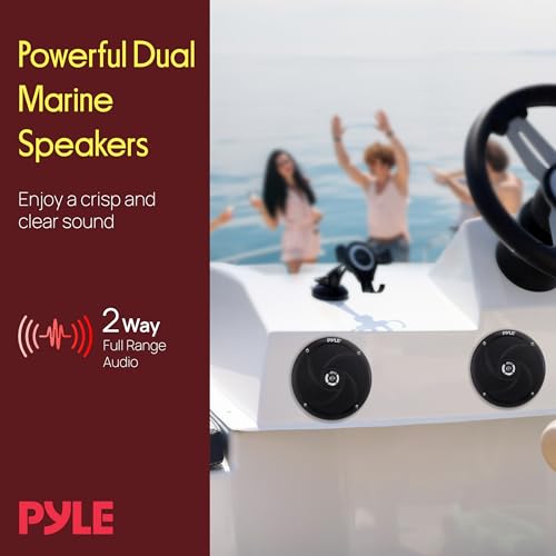 Image of Pyle Waterproof Marine Speakers - Pair of 5.25 inch 180 Watt Low Profile Slim Style System - Weather Resistant Outdoor Rated Speakers for Boat, Patio, Poolside, Deck, Home (Black)