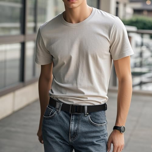 Men's Canvas Belts Double D Ring Military Black Web Cloth Belt for Men Big and Tall2