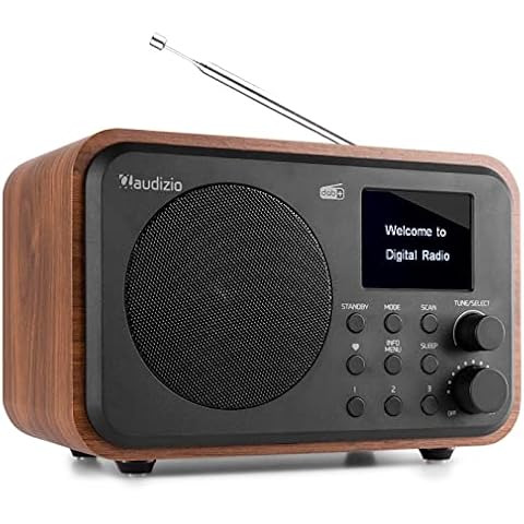 Audizio Milan DAB Radio FM Tuner with Bluetooth, Portable Speaker, Rechargeable Battery Radio, 40 Preset Stations, Alarm Clock, Sleep Timer, 3.5mm Headphone Aux, Wood Cover