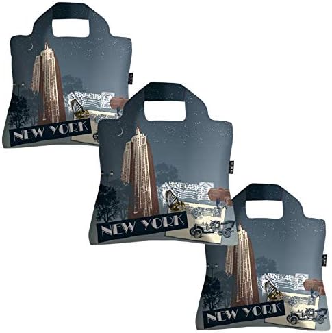 Reusable Grocery Bags- Set of 3 New York, Envirosax Foldable Quality Shopping Tote, Eco-Friendly Totes