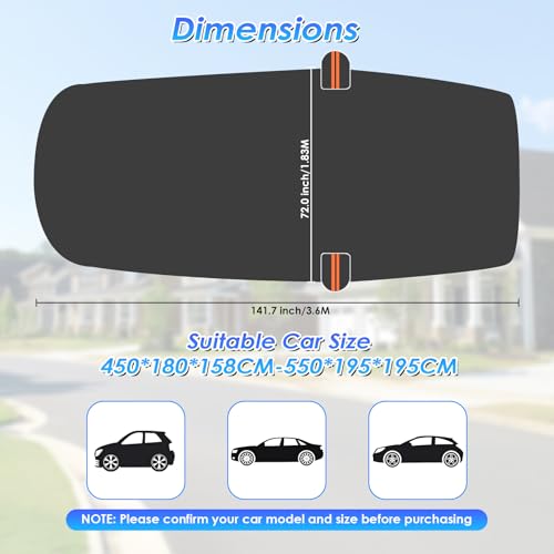Funda Coche Exterior Ninonly 210D Universal Funda for Coche Impermeable Protección contra Todo Tipo de Clima Protege del Sol,la Lluvia,el Polvo y Las Hojas Negro - imagen 6
