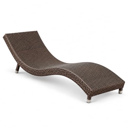 Image of Sun Lounger, Outdoor Wicker Lounger Chair for Poolside, Patio & Garden, Chaise Lounge for Sunbathing & Relaxation (Brown)