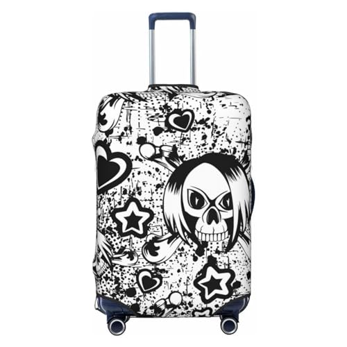 Travel Luggage Cover Spandex Suitcase Protector Bag,Cartoon Skull Funny Anti-Scratch Fits 18-32 Inch Luggage, Baggage Covers For Kid And Adult,Medium