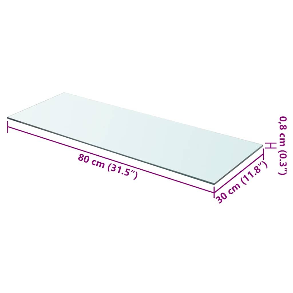 Regalboden Glas Transparent 80x30 cm, Hartglas Wandregal für Lamellenwand, 8mm Stärke, 15kg Tragkraft, vielseitige schwebende Ablage für Zuhause & Geschäft, einfache Reinigung