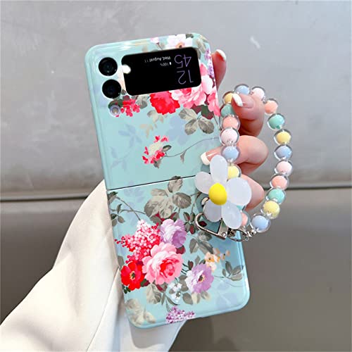 Coque Galaxy Z Flip 4 fleur pivoine et perles arc-en-ciel pour un style unique