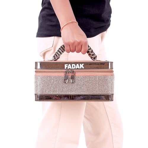 Image of FADAK Cosmetic Makeup for Beauty Case Wedding Makeup Brushes Pouch Tikli Organizer Travel Large Vanity Mirror Box Storage Bag Jewelry Bridal Box (Multi Colour)