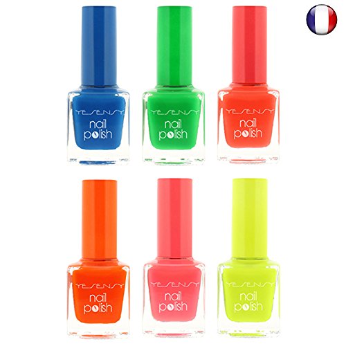 Lot Set De 6 Vernis à Ongles Fluo Séchage Rapide