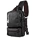 BAGZY Sac Poitrine Bandoulière, Sac a Dos Poitrine PU Cuir, Sacs Bandoulière Cadeau Homme Porté Travers Homme Pochette Crossbody Sac de Voyage Cartable pour Tablette Portefeuille (Noir)