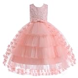 M MUNCASO Girls Princess Dress - Kids Flower Lace Tulle Evening Gown, Floral Bridesmaid Wedding Pageant High-Low Party Sleeveless Elegant Formal Cocktail Prom Dance Ball