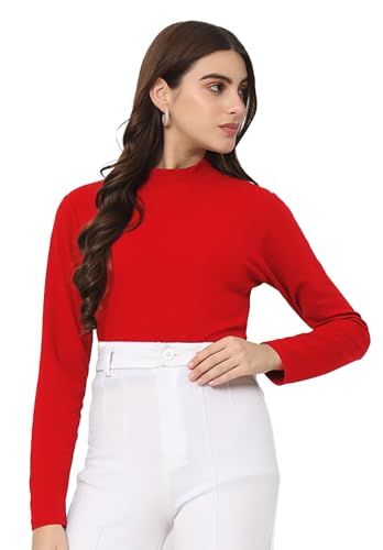 Image of Istyle Can Solid HIgh Neck Full Sleeve Stretchable Slim Fit Top for Women | Tops for Women | high Neck top for Women | Winter Tops for Women