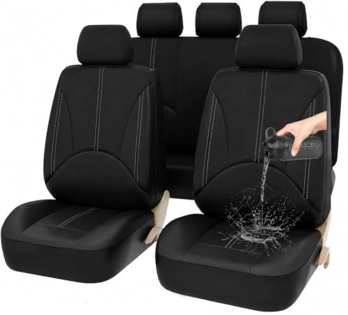 Cubre Asientos para Auto de Cuero Pu, 9 pzs Universales, Resistente Al Agua