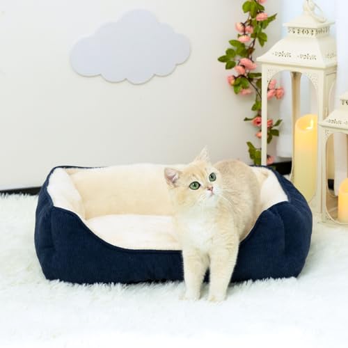 Hollypet Cat Bed Small Dog Bed Pet Bed for Cats and Puppy, Soft Pet Sleeping Bed Breathable Pet Cushion, Blue(55 * 45 * 15cm) - Image 4