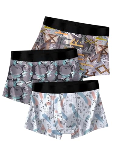 Generic Men's Cotton Blend Printed Stretch Trunks Pack of 3 Brown - Image 2