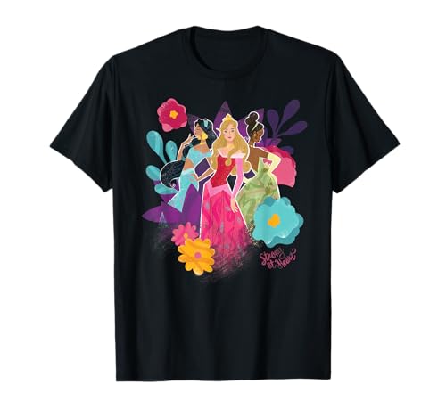T-shirt Disney Princesses Jasmine Aurora Tiana Strong at Heart pour femme en coton