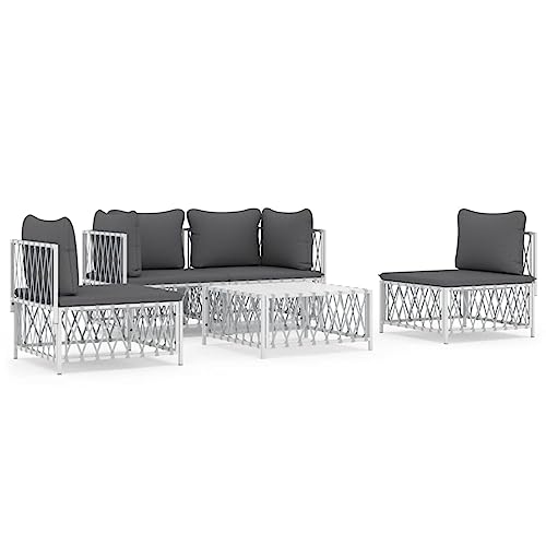 Ensemble de meubles de jardin 5 pièces acier blanc LAPOOH avec coussins de confort premium