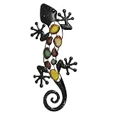 Gecko Wall Decor 18'' Metal Lizard Outdoor Garden Hanging Art Large Metal Gecko Wall Decor Art Garden Fence Patio Yard