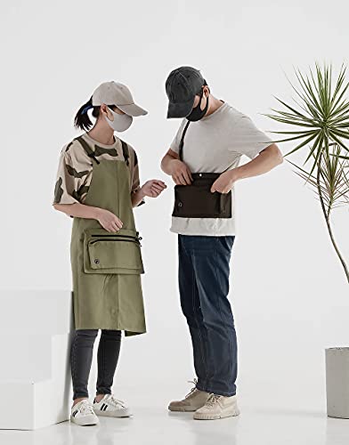 Aobbybbs Waterproof Apron Cotton Canvas W/ Protable Adjustable Bag Cooking Kitchen Apron (Khaki) #TOP7