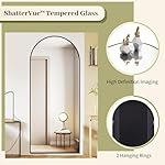 BEAUTYPEAK 65"x24" Full Length Mirror, Arch Full Body Floor Mirror, Wall Mirrors Hanging or Leaning Arched-Top with Stand for Bedroom, Dressing Room, Black - Image 4