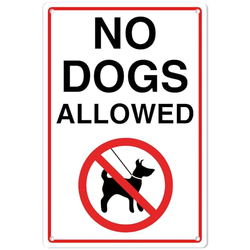 No Dogs Allowed Sign, 8x12 Aluminum Please Keep Off Grass, Do Not Pooping or Peeing for Lawn, Yard, Flower Bed (014)