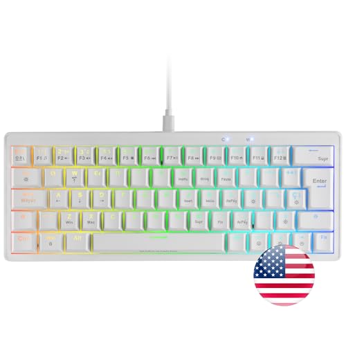 MARSGAMING MKMINIPRO, Tastiera Meccanica Ultra-Compatta 60%, Switch Meccanici Hot-Swappable, Illuminazione RGB Chroma, Tastiera Gaming Antighosting, Multipiattaforma, Interruttore Blu, US, Bianco - Tastiera gaming - Immagine 5