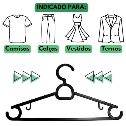 Kit Com 50 Cabides Reforçado Para Roupas Antideslizantes Calça Camisa Calça e Casacos