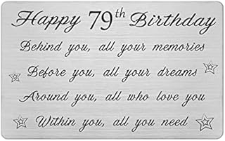 FALOGI 79th Birthday Card - Behind You All Your Memories - Happy 79 Year Old Birthday Gifts for Men Women, Personalised Engraved Wallet Card