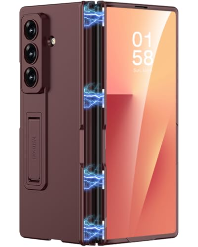 Coque Galaxy Z Fold 7 Miimall rouge vin avec protège-écran et support