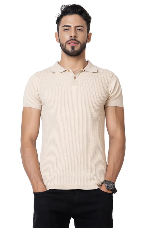 Image of Armisto Men's 100% Cotton Fancy Party Polo T-Shirt /Neutral Colour